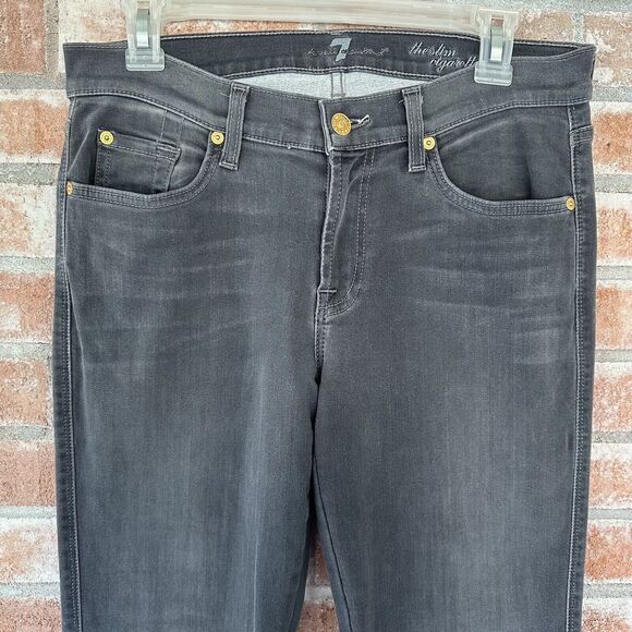 7 For All Mankind Slim Cigarette Jeans Size 31 Charcoal Gray - Picture 3 of 8